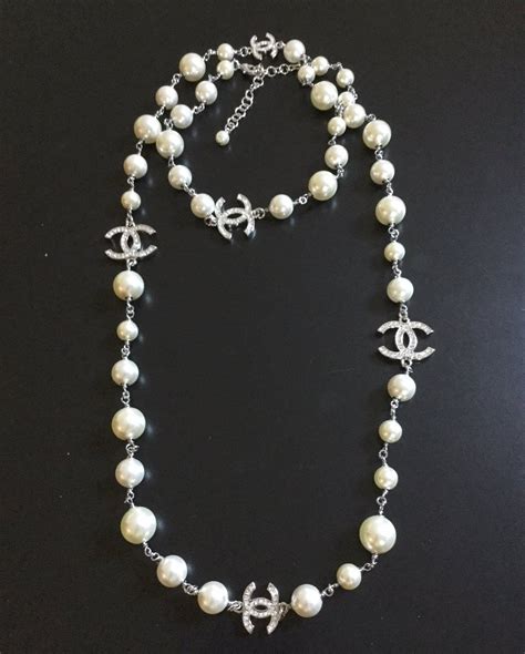 chanel cc silver necklace|cost of Chanel pearl necklace.